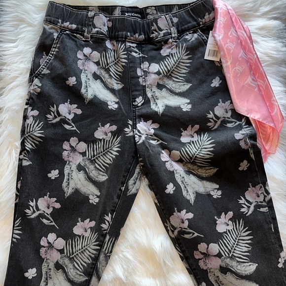 🆕 Juicy Couture Printed Black Floral California Skinny Women's Jeans Size 29 - Picture 2 of 13